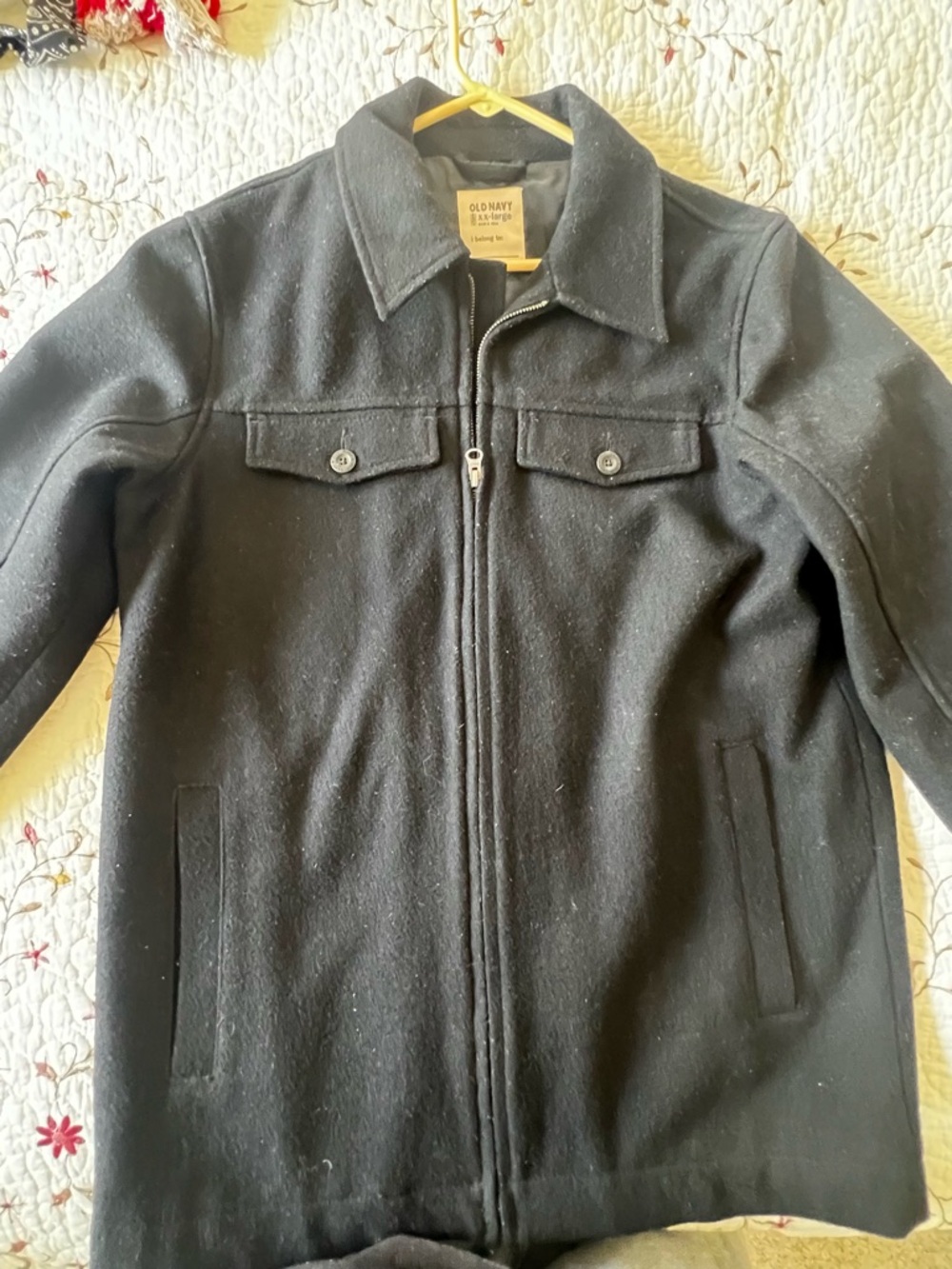 Old Navy Black Pea Coat with Zip Front